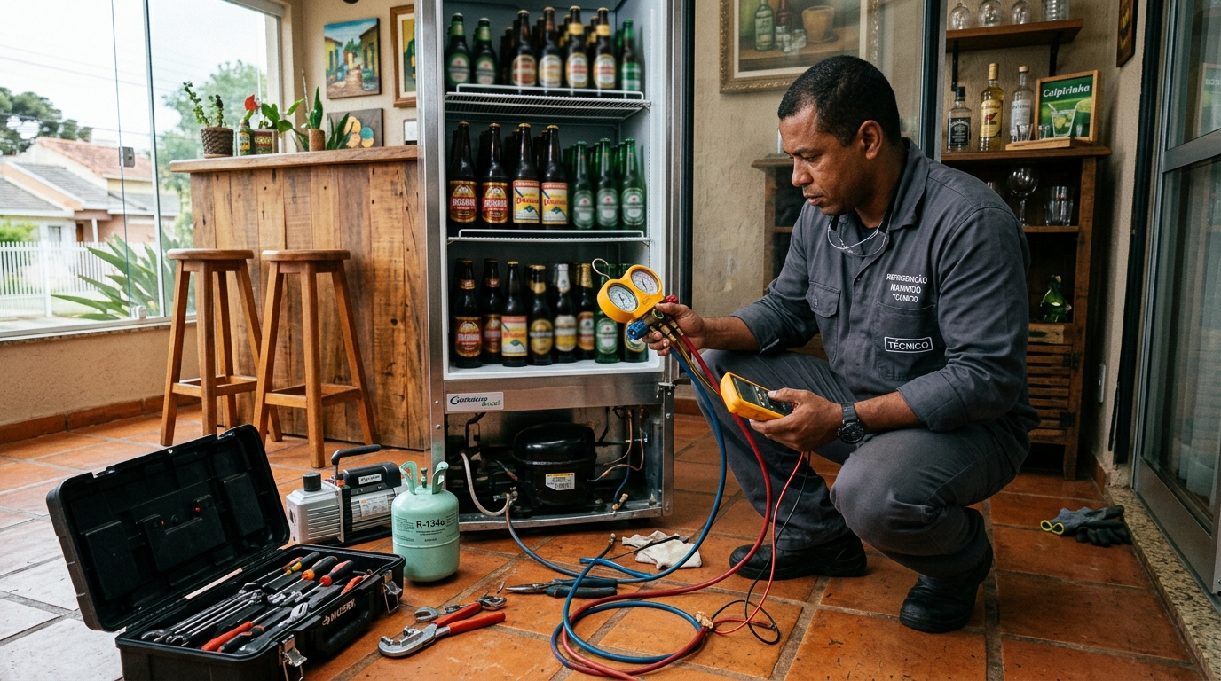 Técnico de conserto de cervejeira em residência em Itajaí‑SC