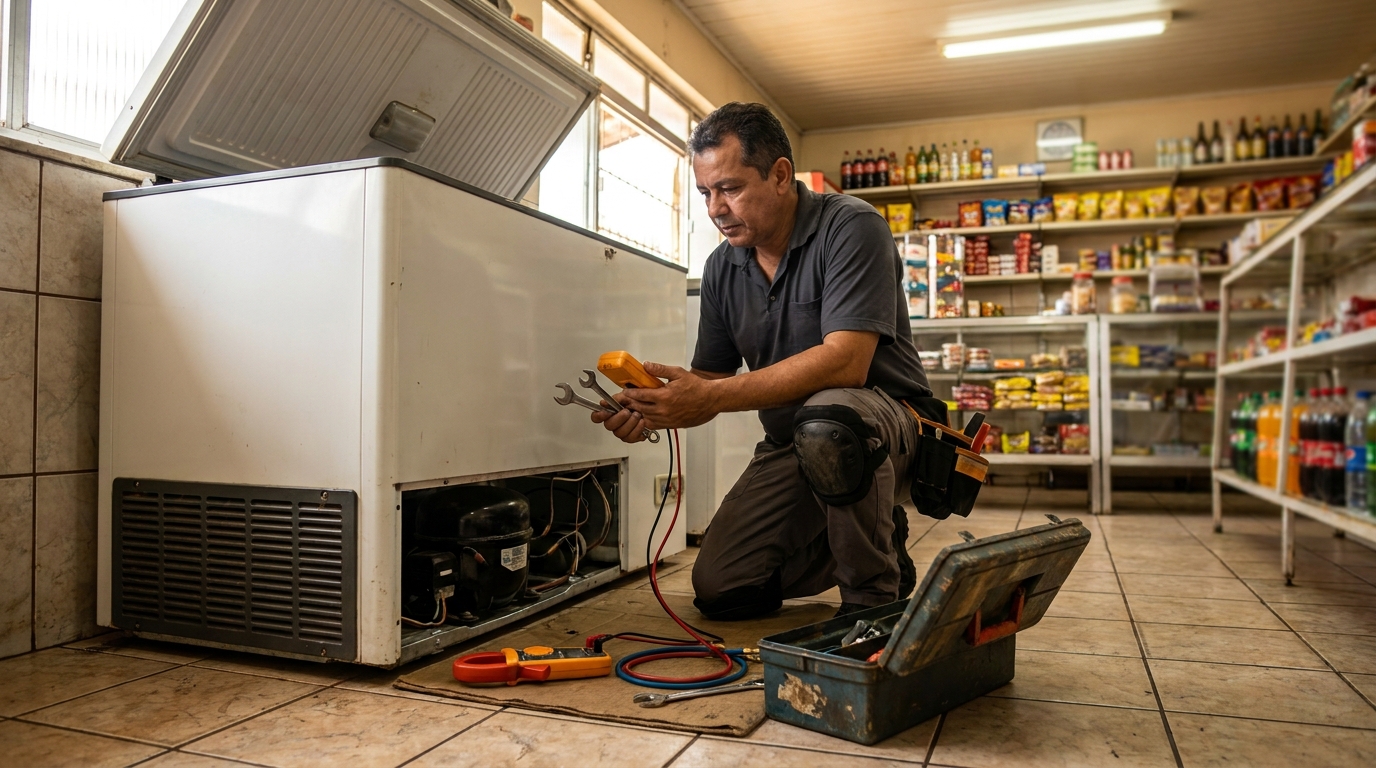 Técnico de conserto de freezer em residência no Centro, Itajaí‑SC